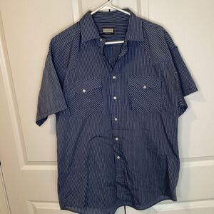 Mens Stoneriver Outfitters pearl snap western / work wear shirt XL‎ Blue striped